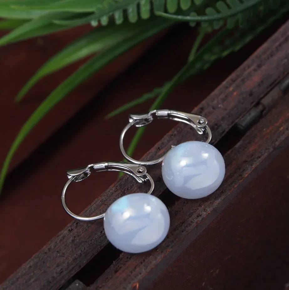 Korean Gold/Silver Plated white Moonstone Drop Earring
