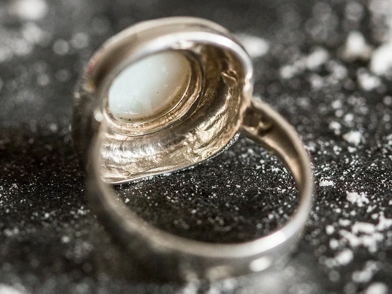 Large Opal Silver Ring - Opal Statement Ring - October Birthstone Ring