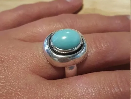 Large Opal Silver Ring - Opal Statement Ring - October Birthstone Ring