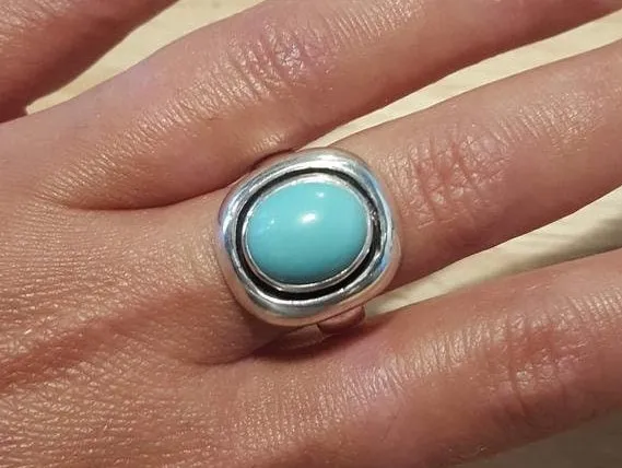 Large Opal Silver Ring - Opal Statement Ring - October Birthstone Ring