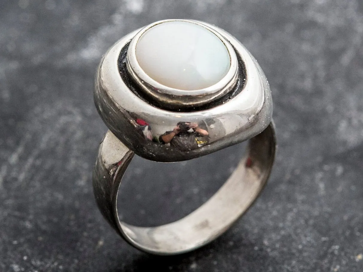 Large Opal Silver Ring - Opal Statement Ring - October Birthstone Ring