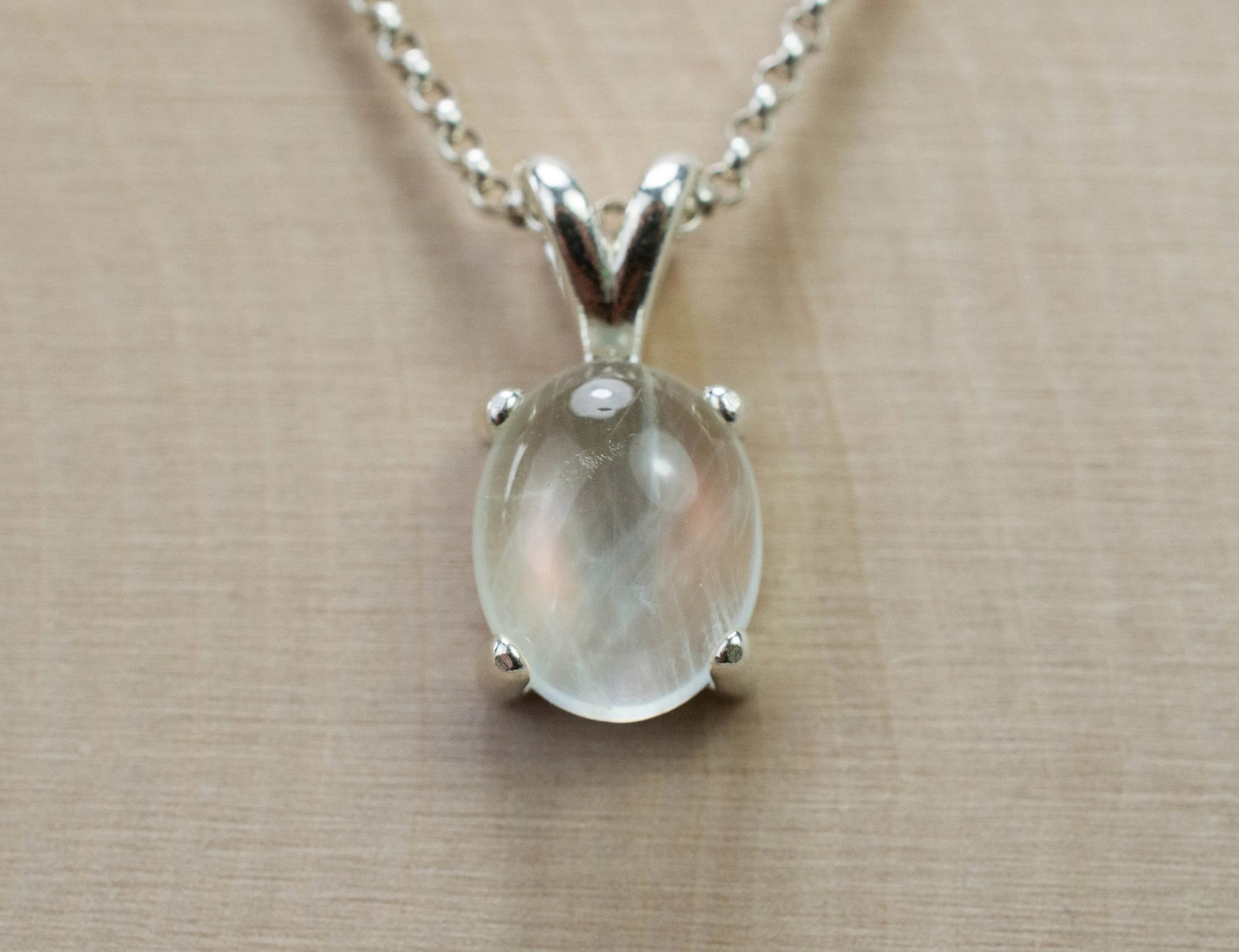 Moonstone Pendant, Natural Untreated India Rainbow Moonstone; 3.320cts