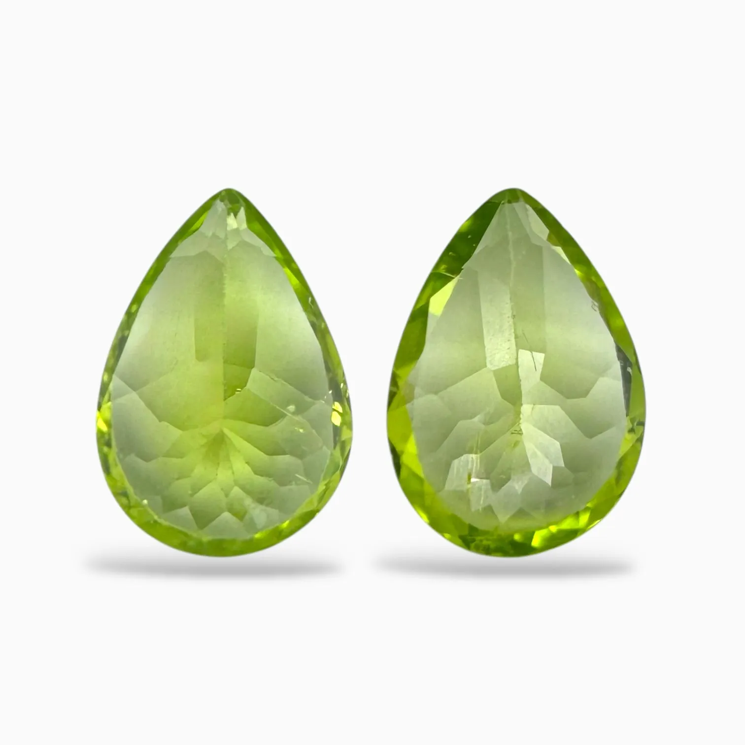Natural Peridot Pear Stone  Pair For Earrings 3.49 Carats 10 X 7 mm