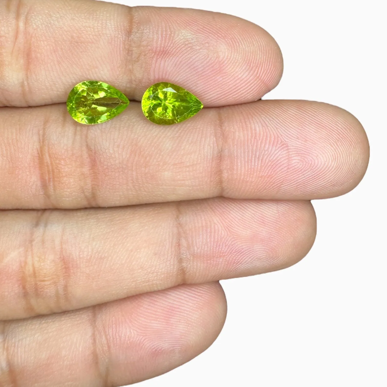 Natural Peridot Pear Stone  Pair For Earrings 3.49 Carats 10 X 7 mm
