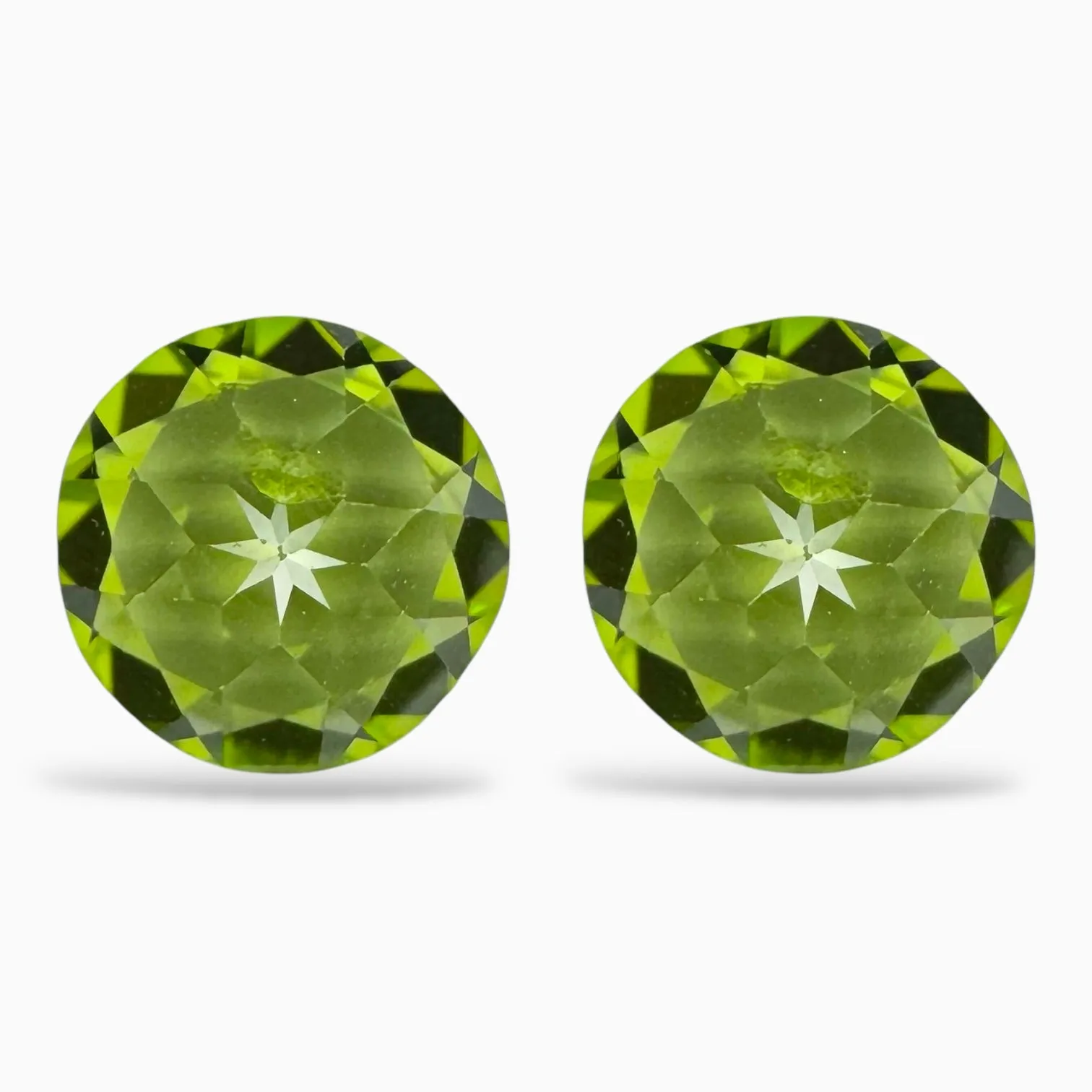 Natural Peridot Round Stone Pair  For Earrings 6.58 Carats 10 mm