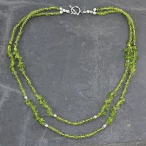 Nature's Charm Handcrafted Natural Peridot Double Strand Necklace