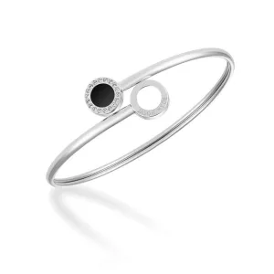 OCEAN BLACK AND WHITE CHIPS WITH ZIRCONIA BANGLE