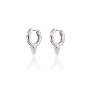 Opal Bullet Huggie Earrings - Silver - SPESSS137