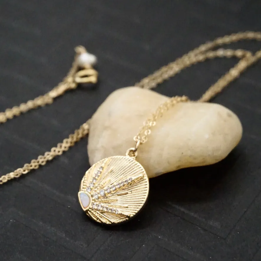 Opal Sunrise Coin Necklace