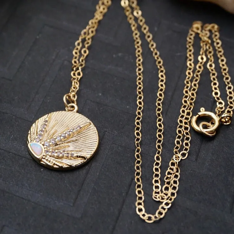 Opal Sunrise Coin Necklace