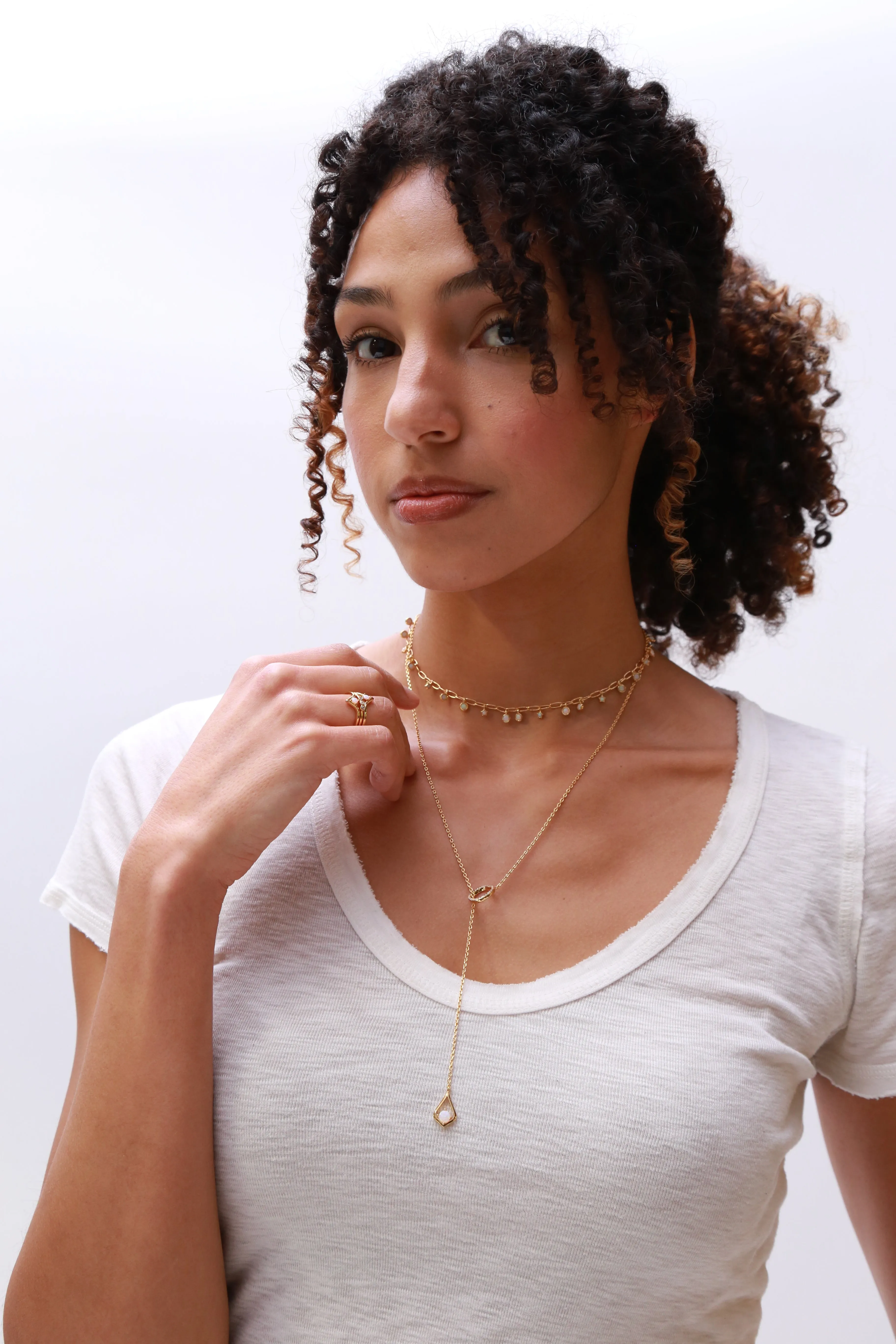 Ophelia Opal Drop Lariat Necklace