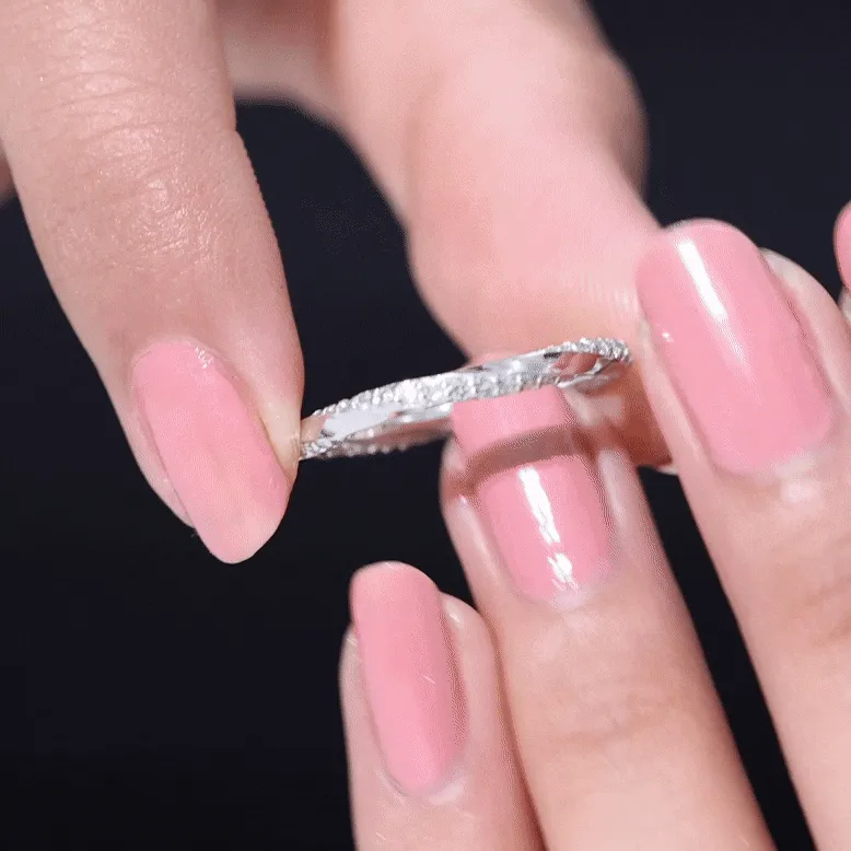 Pave Set Diamond Stackable Ring with Twisted Details