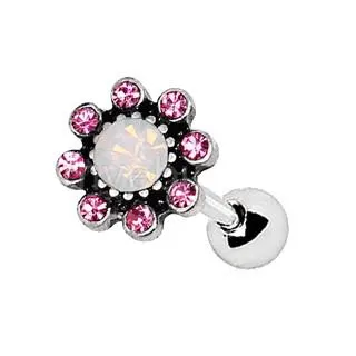 Pink Flower Cartilage Tragus Earring