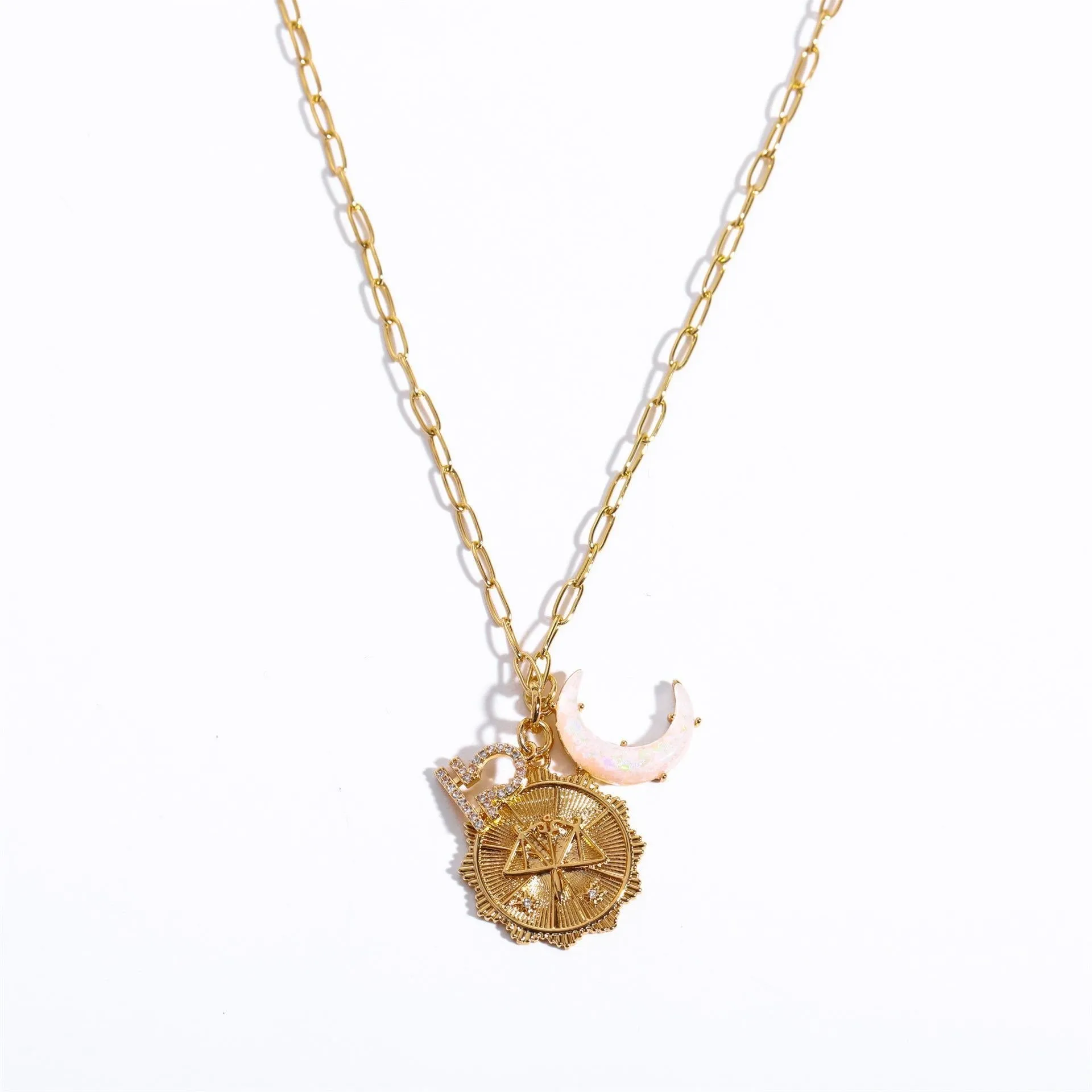 Preorder: Celestial Opal Moon Zodiac Necklace