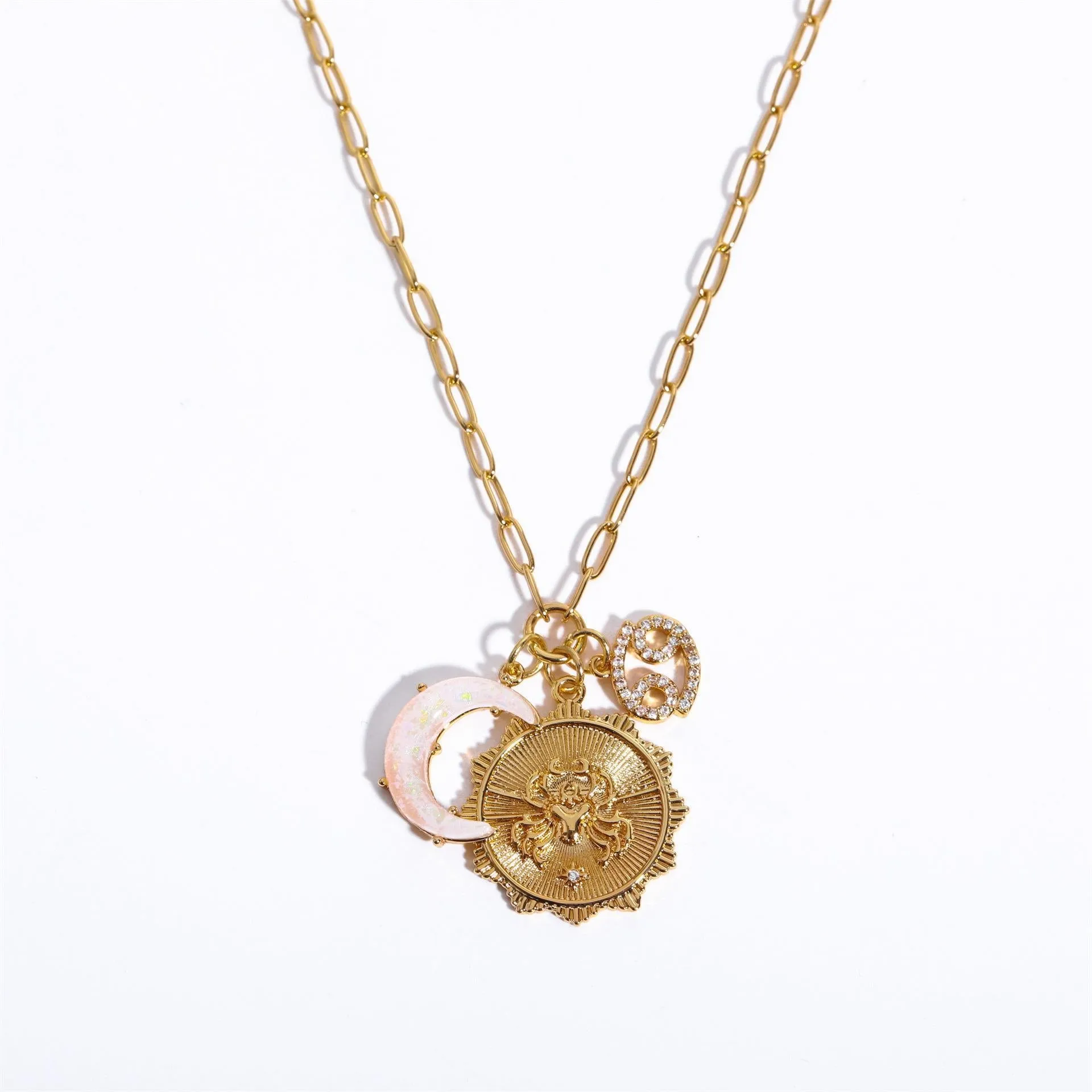 Preorder: Celestial Opal Moon Zodiac Necklace