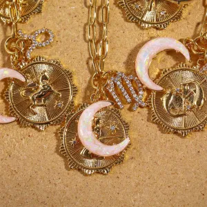 Preorder: Celestial Opal Moon Zodiac Necklace