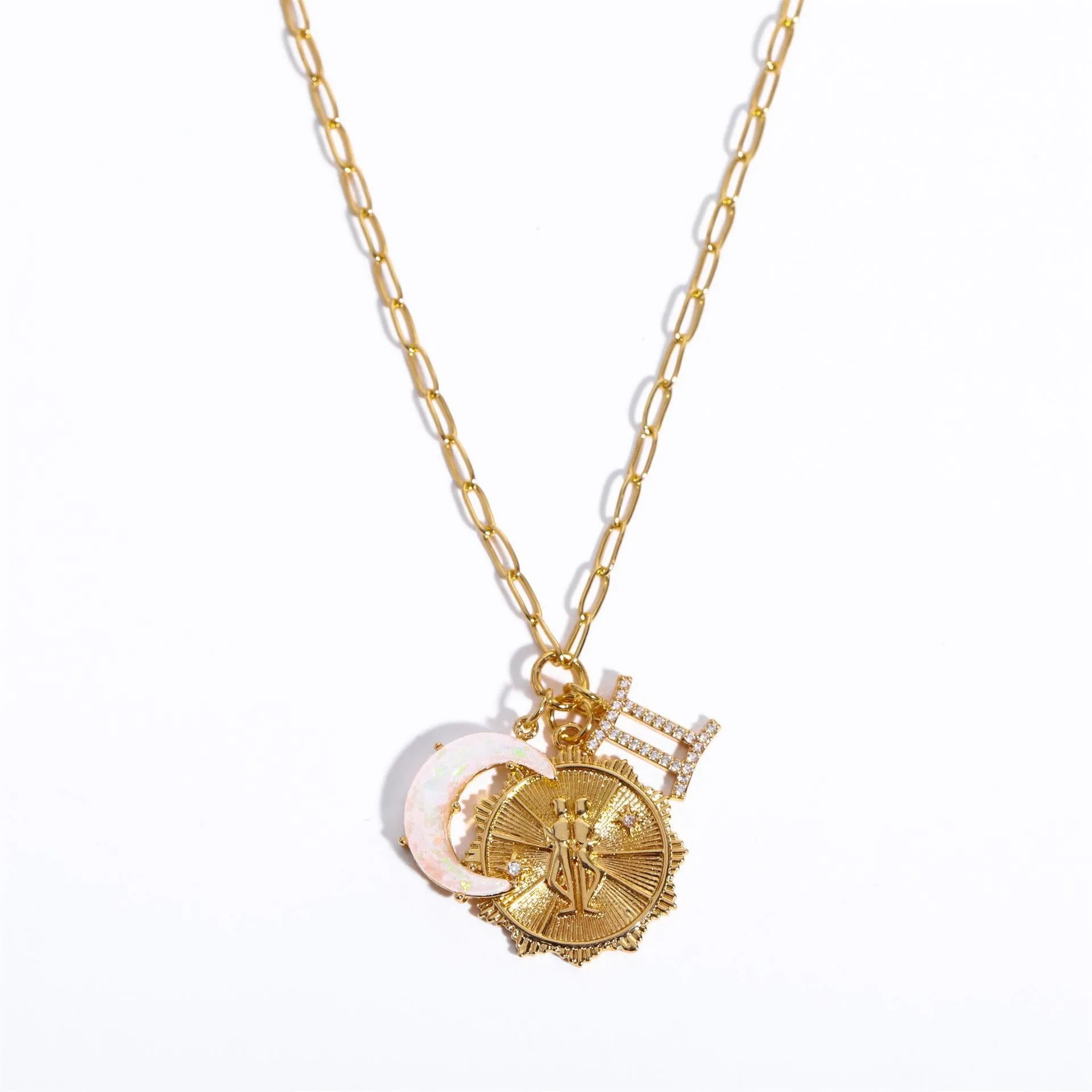 Preorder: Celestial Opal Moon Zodiac Necklace