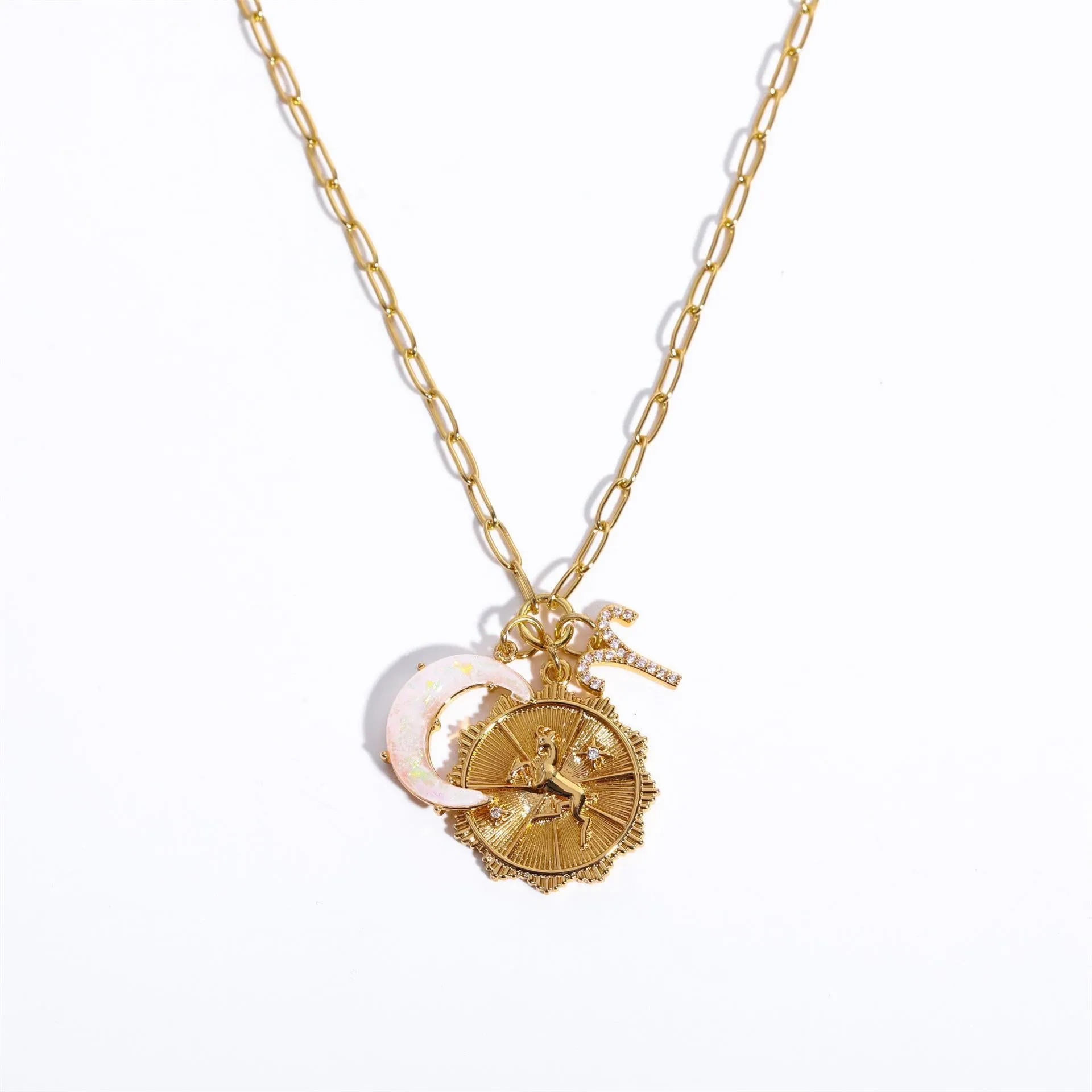 Preorder: Celestial Opal Moon Zodiac Necklace