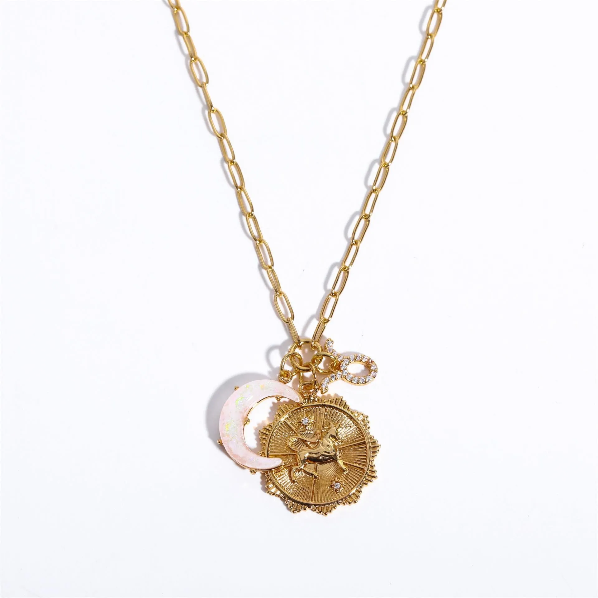 Preorder: Celestial Opal Moon Zodiac Necklace