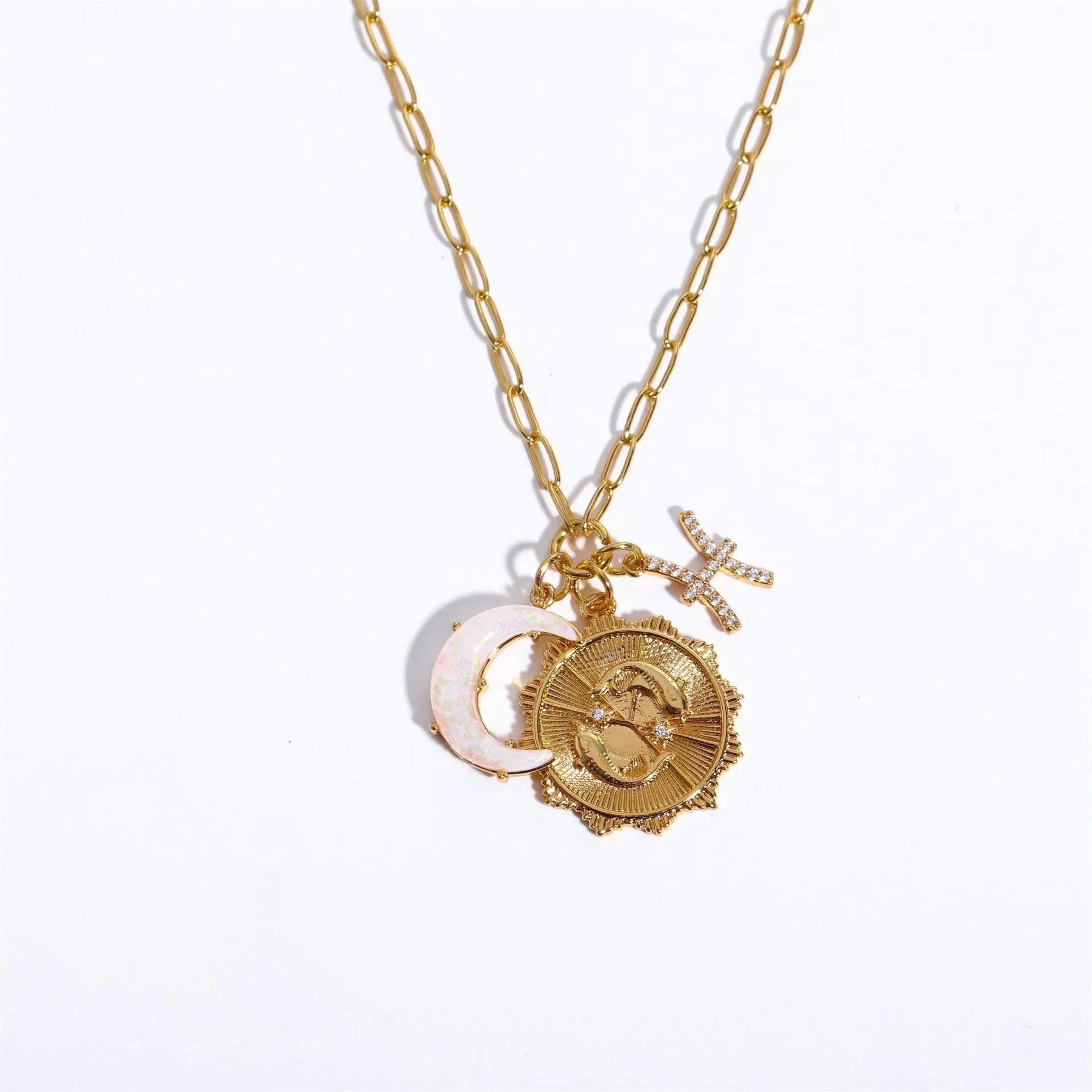 Preorder: Celestial Opal Moon Zodiac Necklace