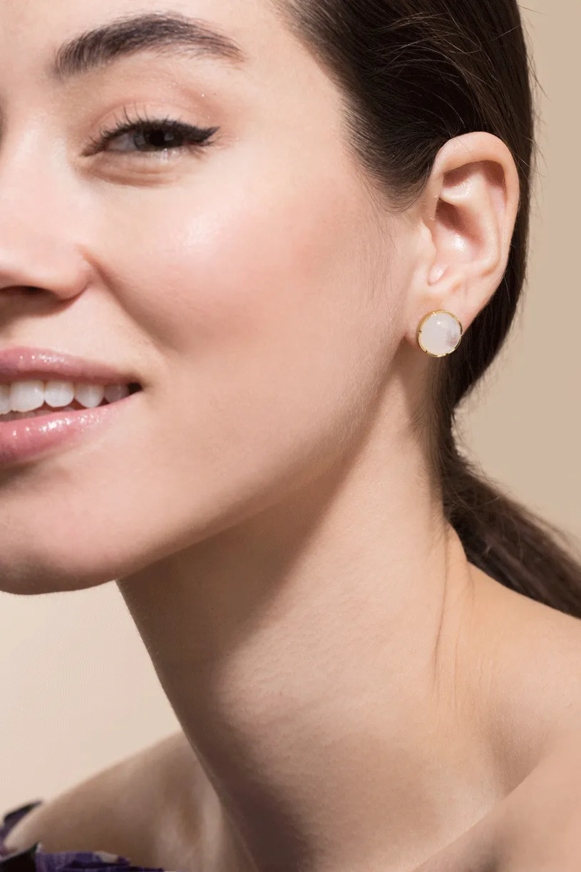 Rainbow Moonstone Studs
