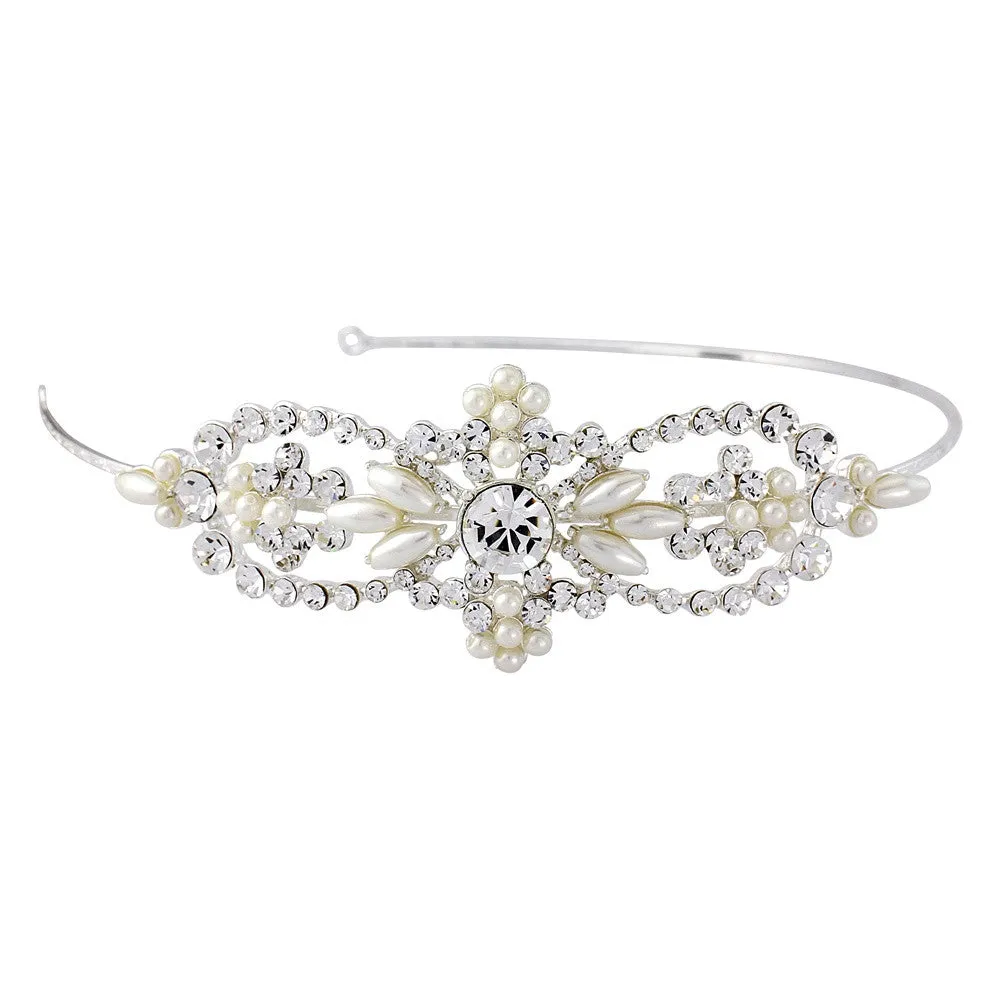 SassB Bella Crystal and Pearl Side Tiara