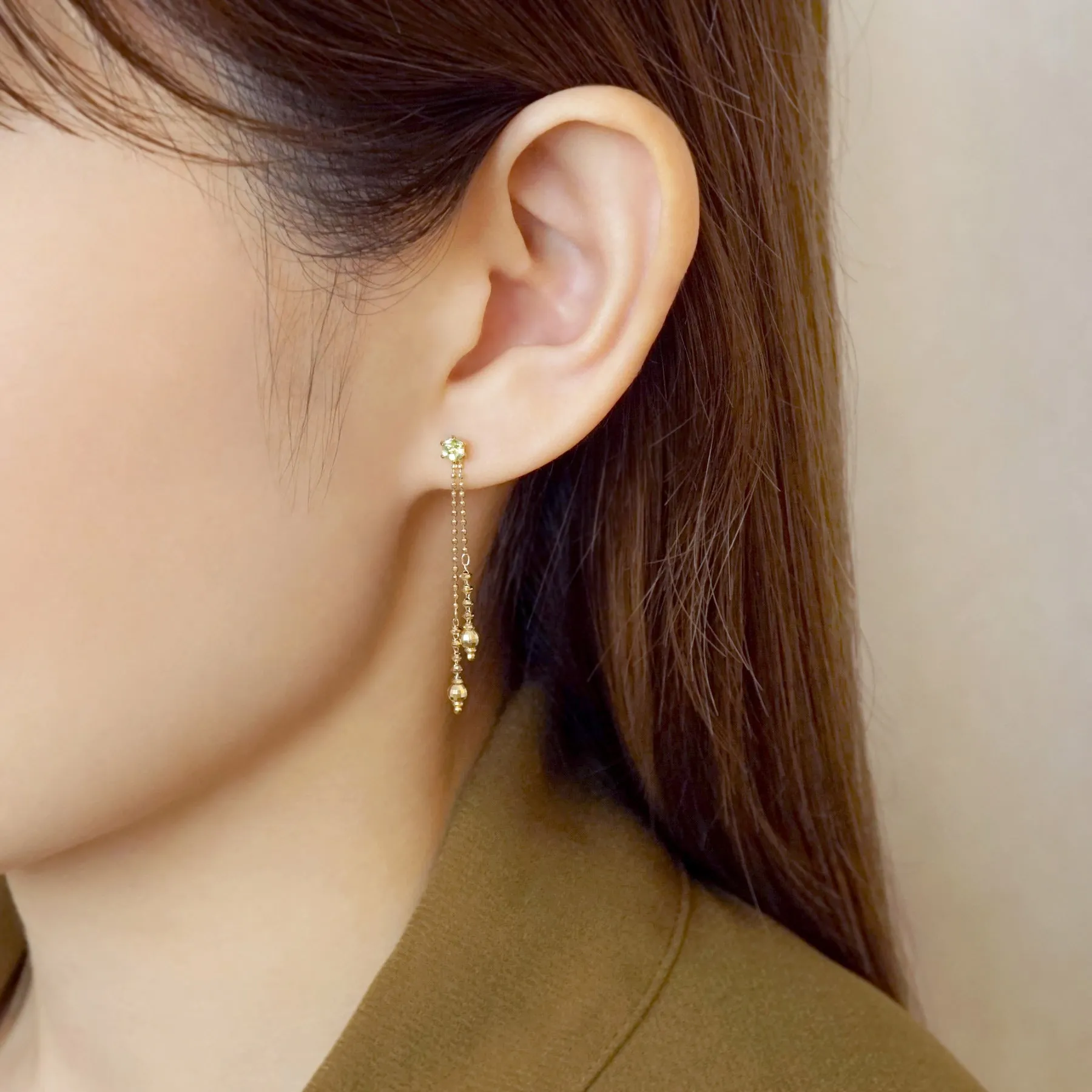 [Second Earrings] 18K Yellow Gold Peridot Rose Cut Earrings