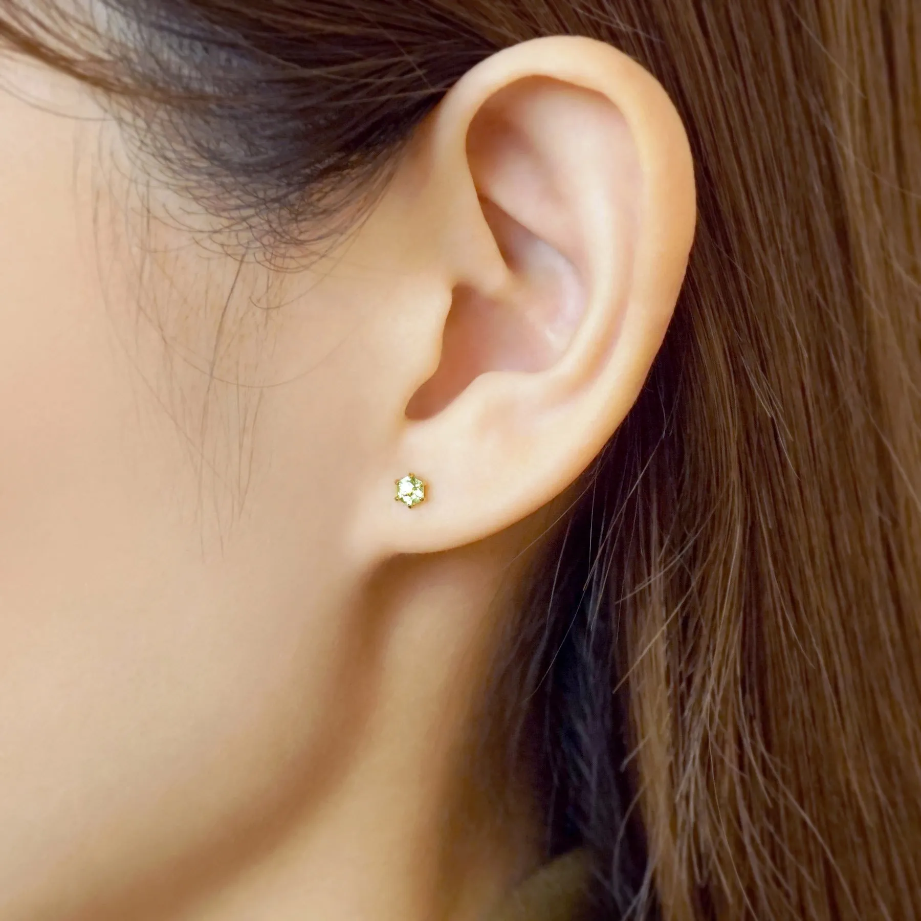 [Second Earrings] 18K Yellow Gold Peridot Rose Cut Earrings