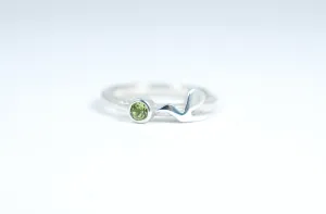 Silver Freedom ring with green peridot. Freedom ring.