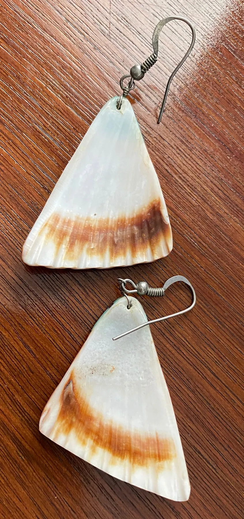 Silver Wire Spiny Oyster Shell Turquoise Onyx Inlay Pierced Earrings Native American