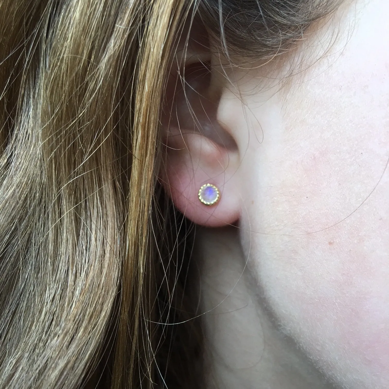 Sterling Silver Moonstone Stud Earrings