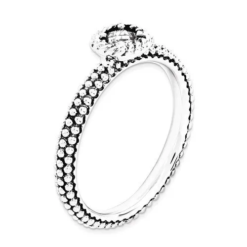 Sterling Silver Stackable Expressions Cushion April White Topaz Ring