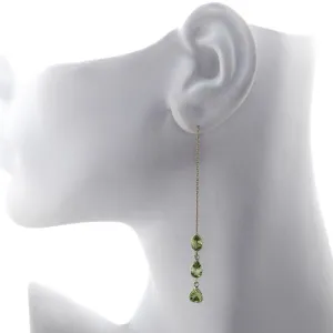 Three Pear Shape Peridot Threader Earrings