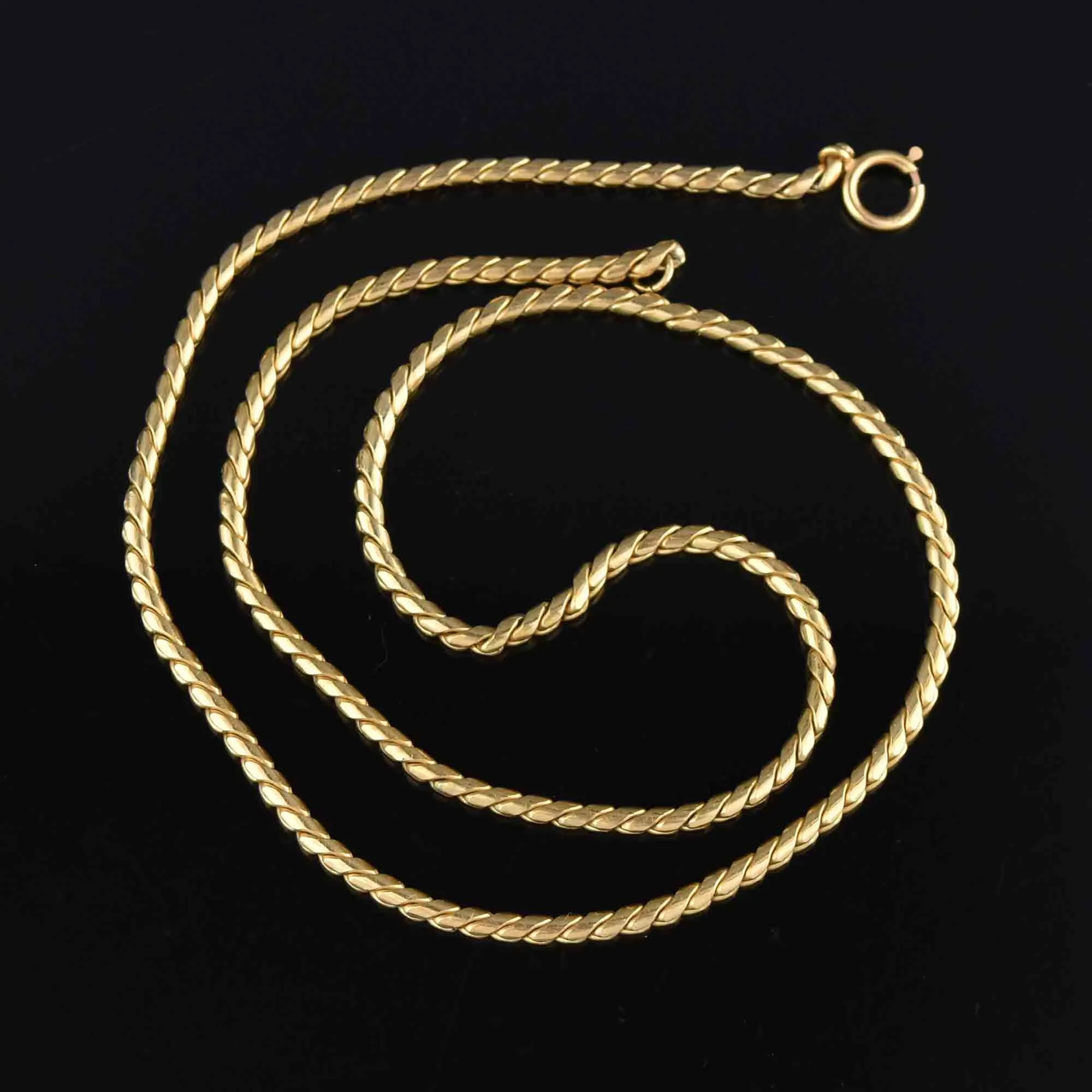 Vintage 14K Gold Serpentine Chain Necklace, Unisex