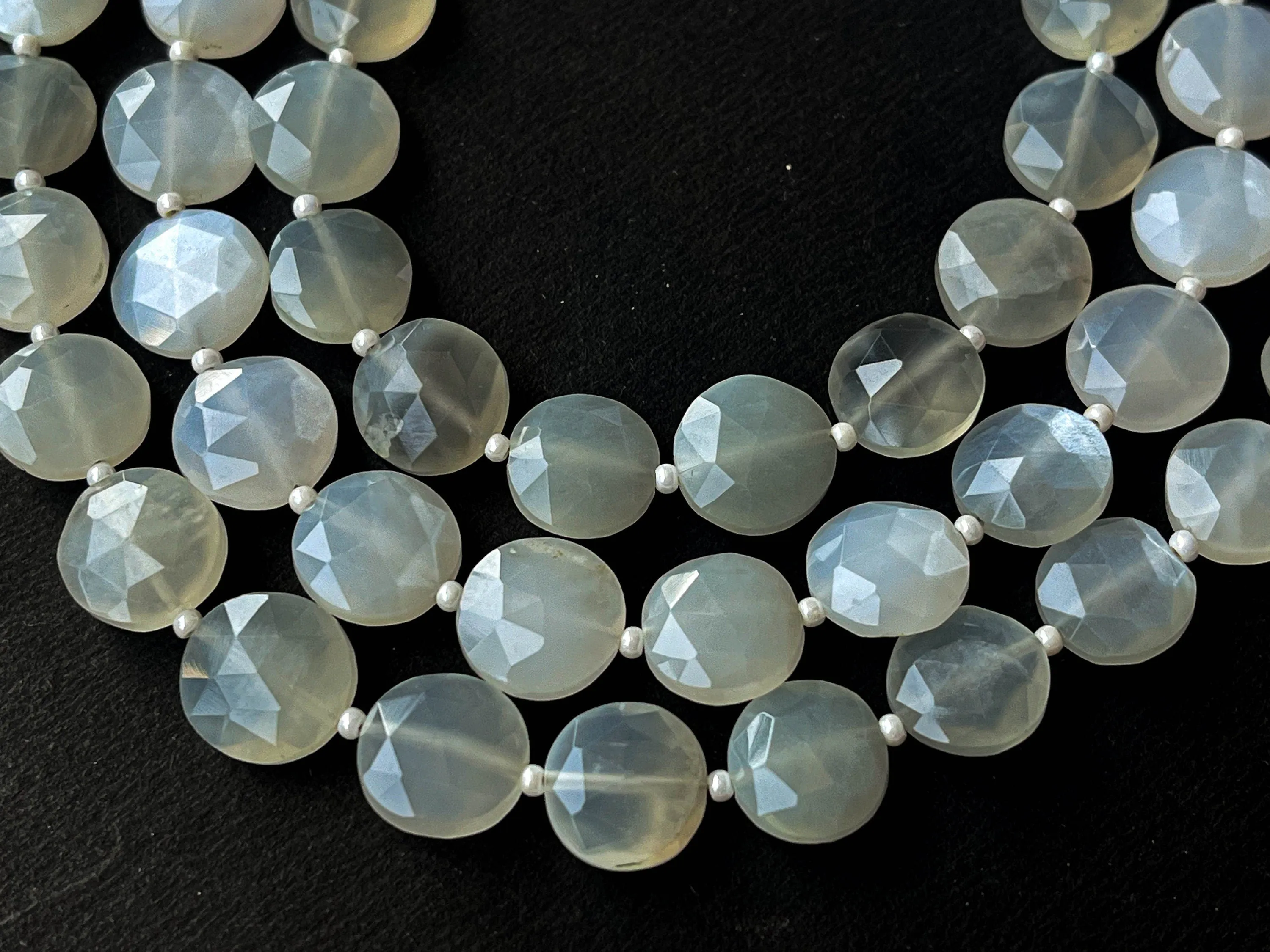 White Moonstone Coin shape or round shape briolette beads