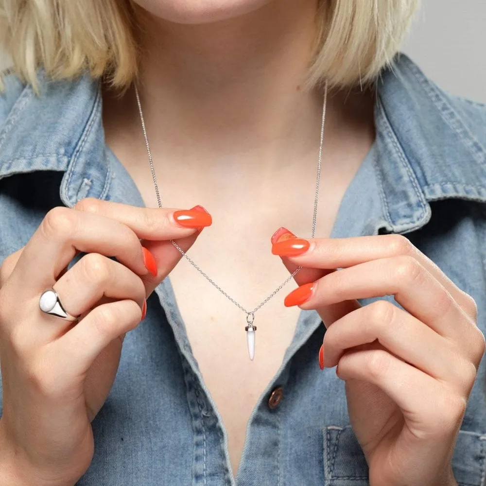 White Opal Spike Necklace - Silver - SPS-226-229