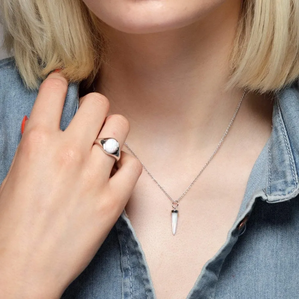 White Opal Spike Necklace - Silver - SPS-226-229